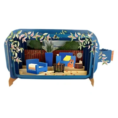 Image of Message in A Bottle Terrace Pop Up Any Occasion Greeting Card by Alljoy Cards MIB195