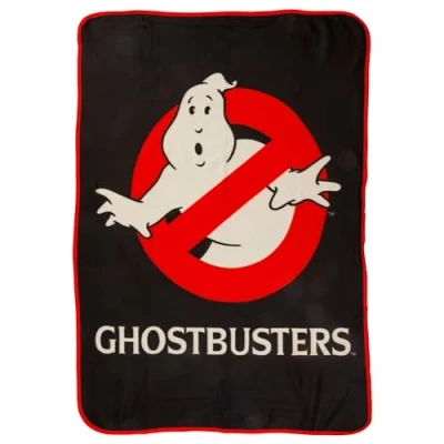 Image of Silver Buffalo Ghostbusters No Ghost Movie Logo 45&quot; x 60&quot; Fleece Throw, Soft and Cozy Blanket, 180 GSM