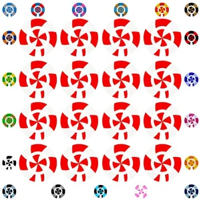 Image of Acclaim Lawn Bowls Identification Stickers Markers 4 Full Sets Of Self Adhesive Graduated Spiral (Red/White)