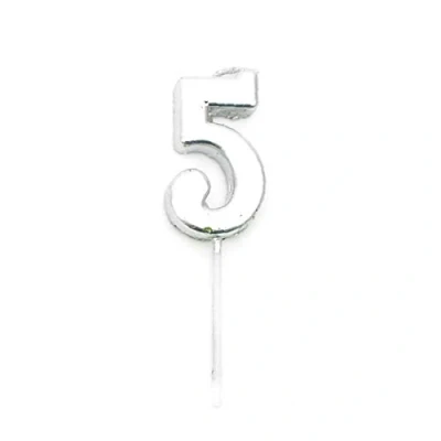 Image of Gifts 4 All Occasions Limited Shatchi Silver 5 Number Candle Birthday Anniversary Party Cake Decorations Topper