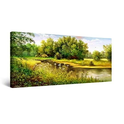 Image of Startonight Canvas Wall Art Country Landscape Lake Nature Framed 60 x 120 CM