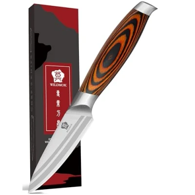 Image of WILDMOK 3.5&quot; Paring Knife German Stainless Steel Fruit with Ergonomic Handle Razor Sharp, Comfortable