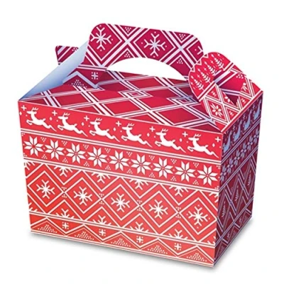 Image of Playwrite 10 x Nordic Christmas Food Boxes Present DIY Party Favor Gift for Xmas Cupcake Sweets Kids Bag