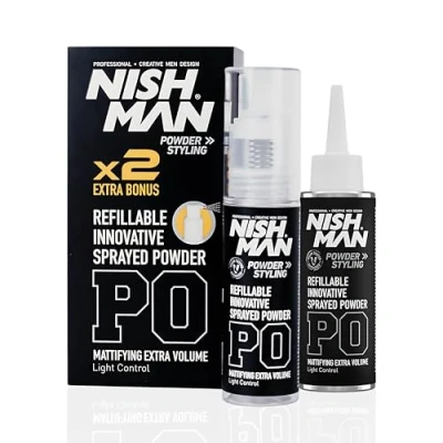 Image of NISHMAN Hair Powder P0 Extra Volume 20 gr (2 PACK) Light Control Natural Matte Look Styling Men Texture Wax Texturising, Volumising