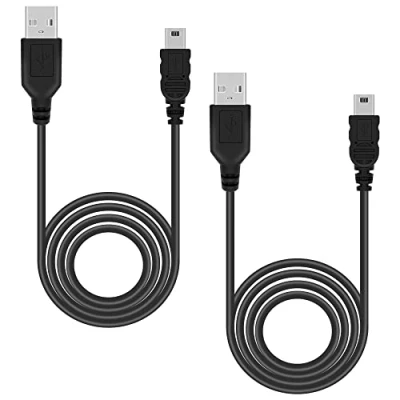 Image of Mcbazel 2 pack Controller Charger Cable for PS3, 1 meter Mini USB Playstation 3, Data Charging PS3/PS3 Slim Dualshock3 Controller/Cameras