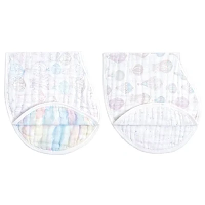 Image of aden + anais Burpy Baby Bib, 100% organic cotton muslin, 4 Layer Multi Use Burping Cloth, Super Soft &amp; Absorbent Burp Rag for Infants, Newborns and Toddlers, 2 Pack, 0 36 Months, above the clouds