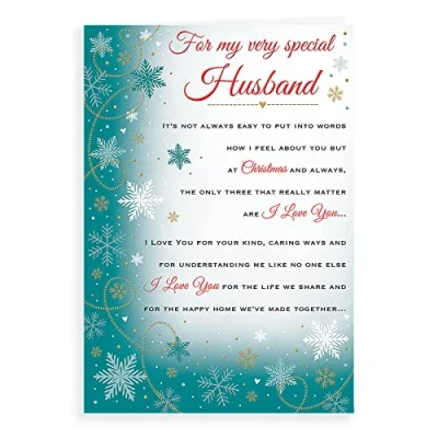 Image of Piccadilly Greetings Regal Publishing Sentiment Christmas Card Husband 9 x 6 inches, C85542