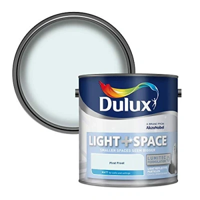 Image of Dulux Light And Space Matt Emulsion Paint For Walls Ceilings First Frost 2.5 Litres