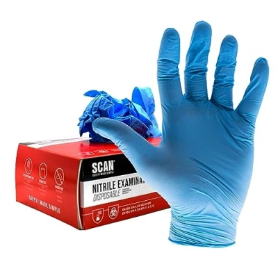 Image of Scan SCAGLODNM Nitrile Gloves Disposable Blue Medium 100 Pack