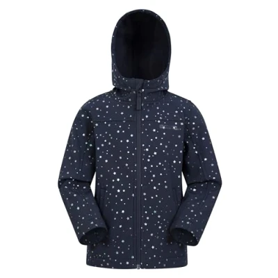 Image of Mountain Warehouse Exodus Kids Softshell Jacket Breathable, Wind &amp; Water Resistant, Fleece Lined Coat For Boys Girls Autumn, Winter, Hiking Outdoors Iridescent Size 3 4 Years