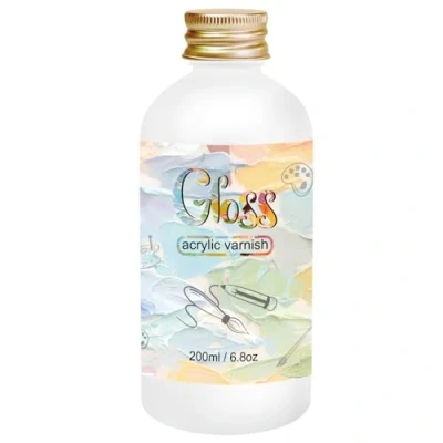 Image of Gloss Varnish for Acrylic Painting，200ml Gloss，Clear Keeps Paintings from Yellowing, Cracking, and Dust，Maintains Permanent Color（Gloss）