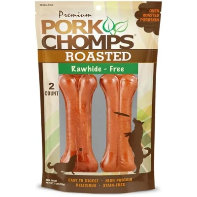 Image of Premium Pork Chomps Roasted Pressed Bone 4&quot;, 2Ct