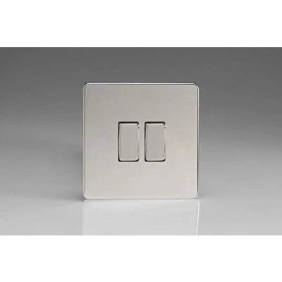 Image of Varilight 2 Gang 10A Intermediate Rocker Light Switch Polished Chrome XDC77S