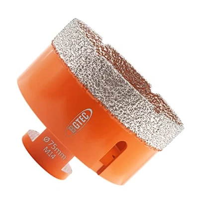Image of BGTEC Diamond Drill Bit Tile Hole Saw 75mm with M14 Thread for Porcelain Ceramic Granite Marble Masonry Stone Vacuum Brazed 60mm Length