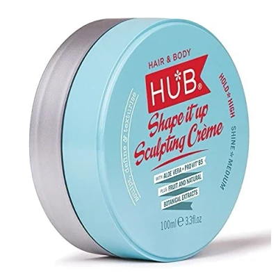 Image of HUB Shape it up Sculpting Crème Styling Product 100 g / ml x 1. Strong Hold and Medium Shine Finish. Hair for men women. PALM OIL FREE, PARABEN SULPHATE FREE
