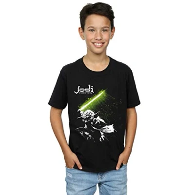Image of Star Wars Boys Yoda Jedi Master T Shirt Black 3 4 Years