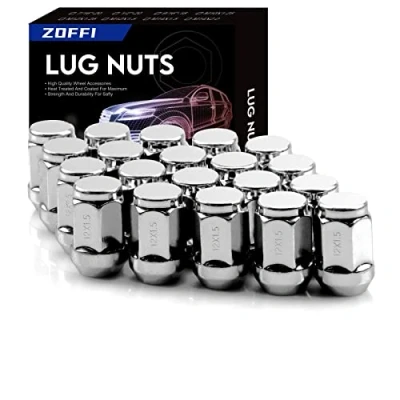 Image of ZOFFI M12x1.5 Wheel Lug Nuts Replacement for Ford Fiesta Focus Fusion Aftermarket 20pcs Chrome Closed End Conical Seat 19 Hex