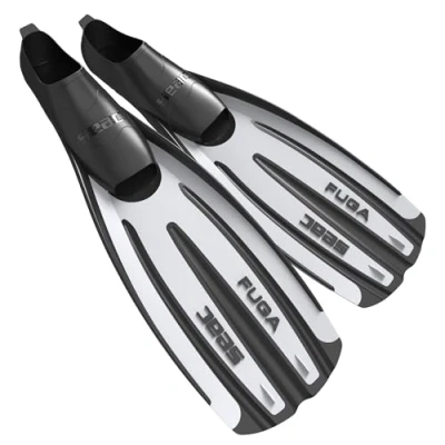 Image of SEAC Fuga, Diving Fins for Scuba Diving, Snorkelling and freediving with Foot Pocket, white, 4/4.5UK