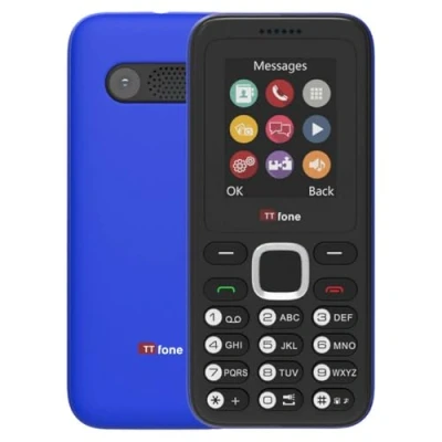 Image of TTfone TT150 Unlocked Basic Mobile Phone UK Sim Free with Bluetooth, Long Battery Life, Dual camera and games, easy to use, durable light weight pay as you go (Blue, USB Cable)