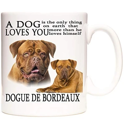 Image of KAZMUGZ Dogue De Bordeaux Mug A Dog Loves You. Tea, 11oz Ceramic Coffee Mug. Gift. Photo