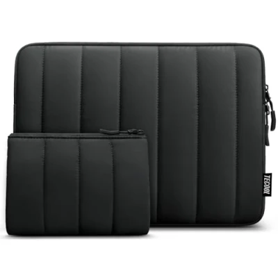 Image of TECOOL Puffy 15.6 16 Inch Laptop Case Sleeve For 15 Lenovo Thinkpad ideapad HP Pavilion Acer Dell Asus Vivobook,16&quot; ASUS,MacBook Pro M3 M2 Waterproof Protective Case,Black