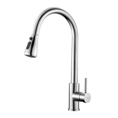 Image of Ibergrif, Pull out Kitchen Tap with Spray, Low Pressure Single Lever Sink Mixer