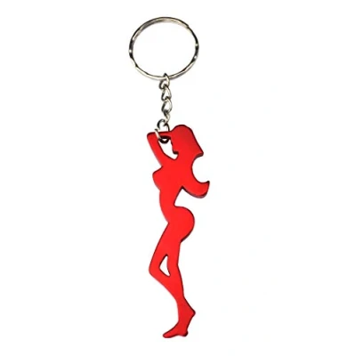Image of Komonee Woman Red Metal Keychain Women Key Ring Lady Chain Novelty Girl Keyring