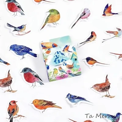 Image of Ta Merry Kawaii Scrapbook Accessories Scrapbooking Supplies,46Pcs Laptop Cute Sparrow Stickers Aesthetic for Adults，Journaling Supplies Scrapbooking,Card Making(Sparrow House)