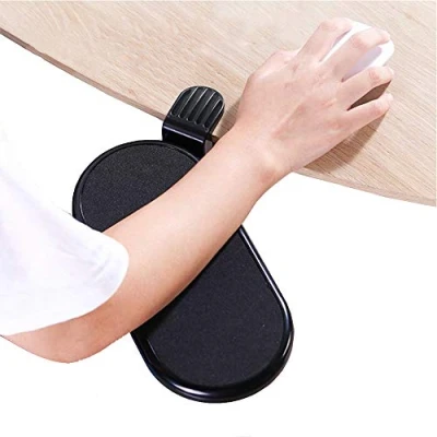Image of Ergonomic Desk Clamp On Mouse Platform Extension Attachable Elbow Arm Rest Pad Tray Under (Small Tray)