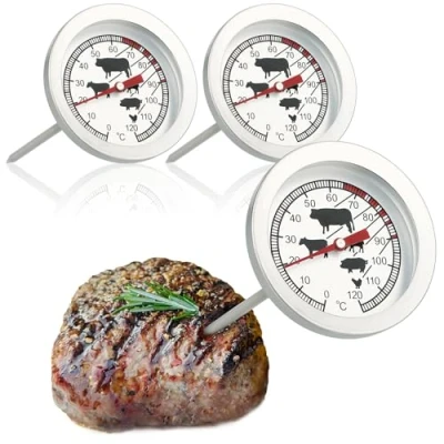 Image of com four® 3X Roasting Thermometer Made of Stainless Steel Analog Meat up to 120 C Grill Needle 10 cm (003 Pieces)