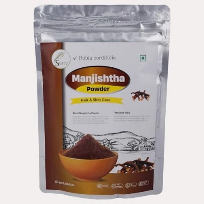 Image of SVATV Natural Manjistha Powder (Rubia cordifolia) Madder Root Promoting Healthy and Clear Skin Hair Color Indian Moisturizer 227 Grams