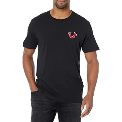 Image of True Religion Men&#039;s Buddha Logo Short Sleeve Tee T Shirt, Black, L UK