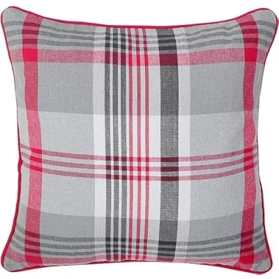 Image of LIZZIE JACOBS Tartan Check Cushion Covers 100% Cotton Super Soft Comfortable Material Regular 18 inch or Large 24 (45 x 45 cm, Pink)