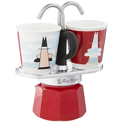 Image of Bialetti Mini Express Kandisky, Cup + 2 Shot Glasses, Coffee Maker, Aluminium