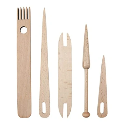 Image of CENPEK 5Pcs Weaving Loom Tools, Wooden Knitting Needles Crochet Needle Shuttle Stick for Tapestry Handcrafts