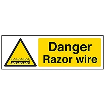 Image of VSafety Danger Razor Wire Sign Landscape 300mm x 100mm 1mm Rigid Plastic