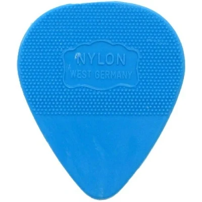 Image of Herdim Blue Heavy Nylon Pick, 12 Pack marked West Germany