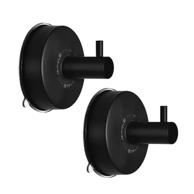 Image of JOMOLA Suction Hooks for Bathroom Black Shower Stainless Steel Towel Hook Cup Tea Holders Kitchen Removable Sucker Glass Hanger 2PCS