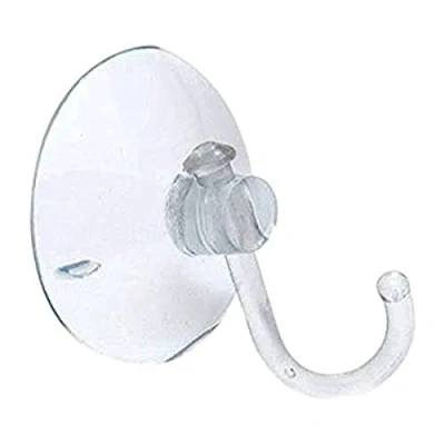 Image of Merriway BH04114 (6 Pcs) Clear Plastic Suction Hook with Hook, 35 mm, 1.3/8 inch Diameter Pack of 6 Pieces