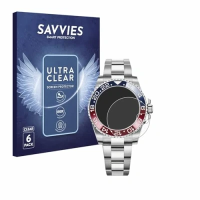 Image of Savvies 6 Pack Screen Protector compatible with Rolex GMT Master II Protection Film Clear