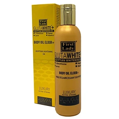 Image of First Lady Glutawhite+ Egyptian Skin Brightening Elixir+ Body Oil 200ml with L Glutathione, Papaya, Carrot, Vitamin E