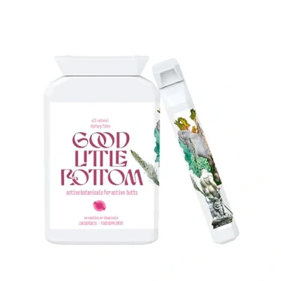 Image of Good Little Bottom Active Botanicals Fibre Supplement Supports Healthy Digestion &amp; Rectal Wellness All Natural Vegan Blend Psyllium Husk, Rhubarb, Flaxseed, Prune More 100 Capsules