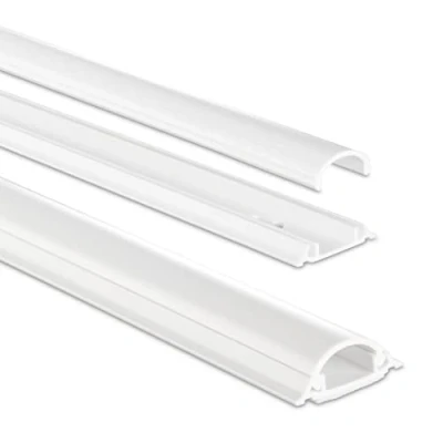 Image of Hama 73 020617 Cable Duct Semicircular, Small Profile 30 mm wide x 9 deep, 1 Metre, WHITE