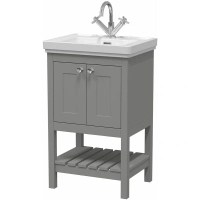 Image of Eastlake Dover Cool Grey Traditional Freestanding Vanity Unit &amp; Basin 500mm