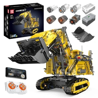Image of Mould King 17070 RC Excavator Building Set for Adults, 4767 Pieces Truck Construction Vehicle Model, APP Remote Control with Engines, STEM Engineering Toys Kids, Yellow