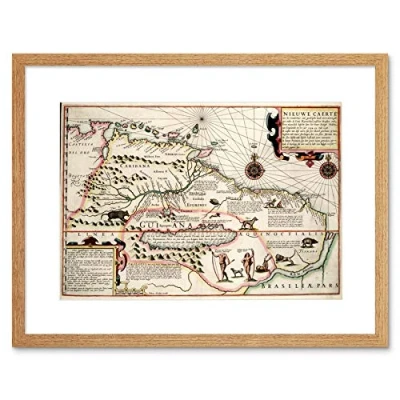 Image of Wee Blue Coo Map Antique Guyana Caribbean South America Framed Wall Art Print