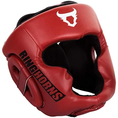 Image of Venum Ringhorns Unisex Charger Headgear, Red, One Size