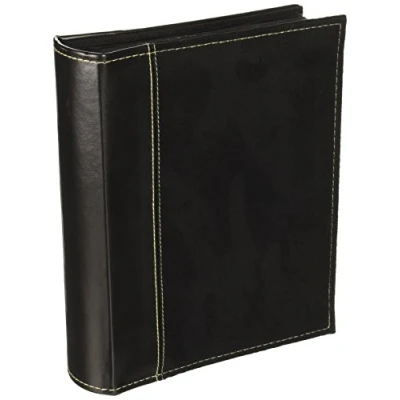 Image of Pioneer Photo Albums SU 246/BK 208 Pocket Sewn Faux Suede and Leatherette Cover Album for 4 by 6 Inch Prints, Black