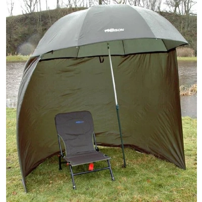 Image of Bison 88&quot; 2.2m TOP TILT UMBRELLA BROLLY FISHING SHELTER WITH ZIP ON SIDES