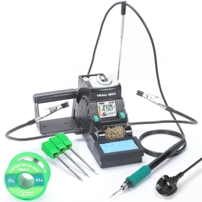 Image of YIHUA 982 III Precision Soldering Station Kit C210 Compatible with 3 Iron Tips, Lead Free Solder Wire, Sleep Mode, Auto Standby, Tip Change Slots, Full Color Display